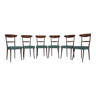 Ensemble de 6 chaises de salle à manger des années 1950 de style Ico Parisi, restaurées