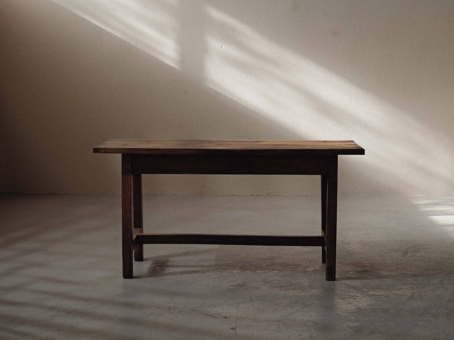 Handcrafted solid oak farmhouse table – France, 1950s