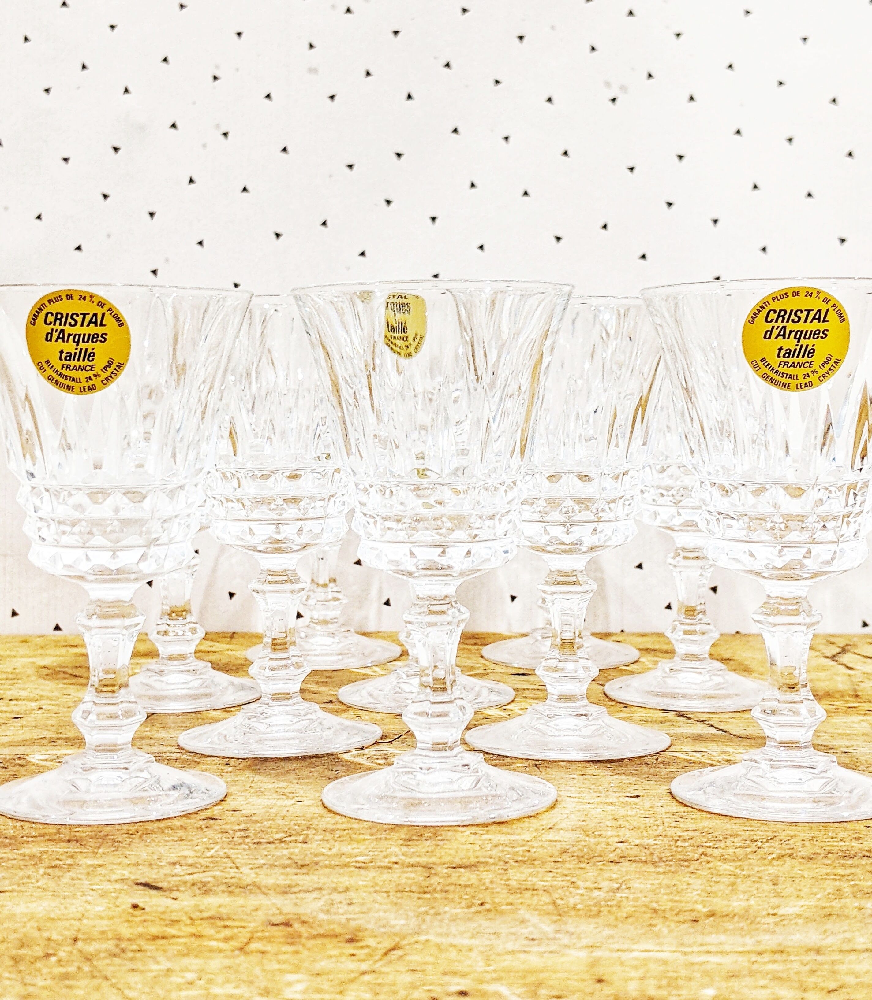10 vintage liquor glasses, Cristal d'Arques