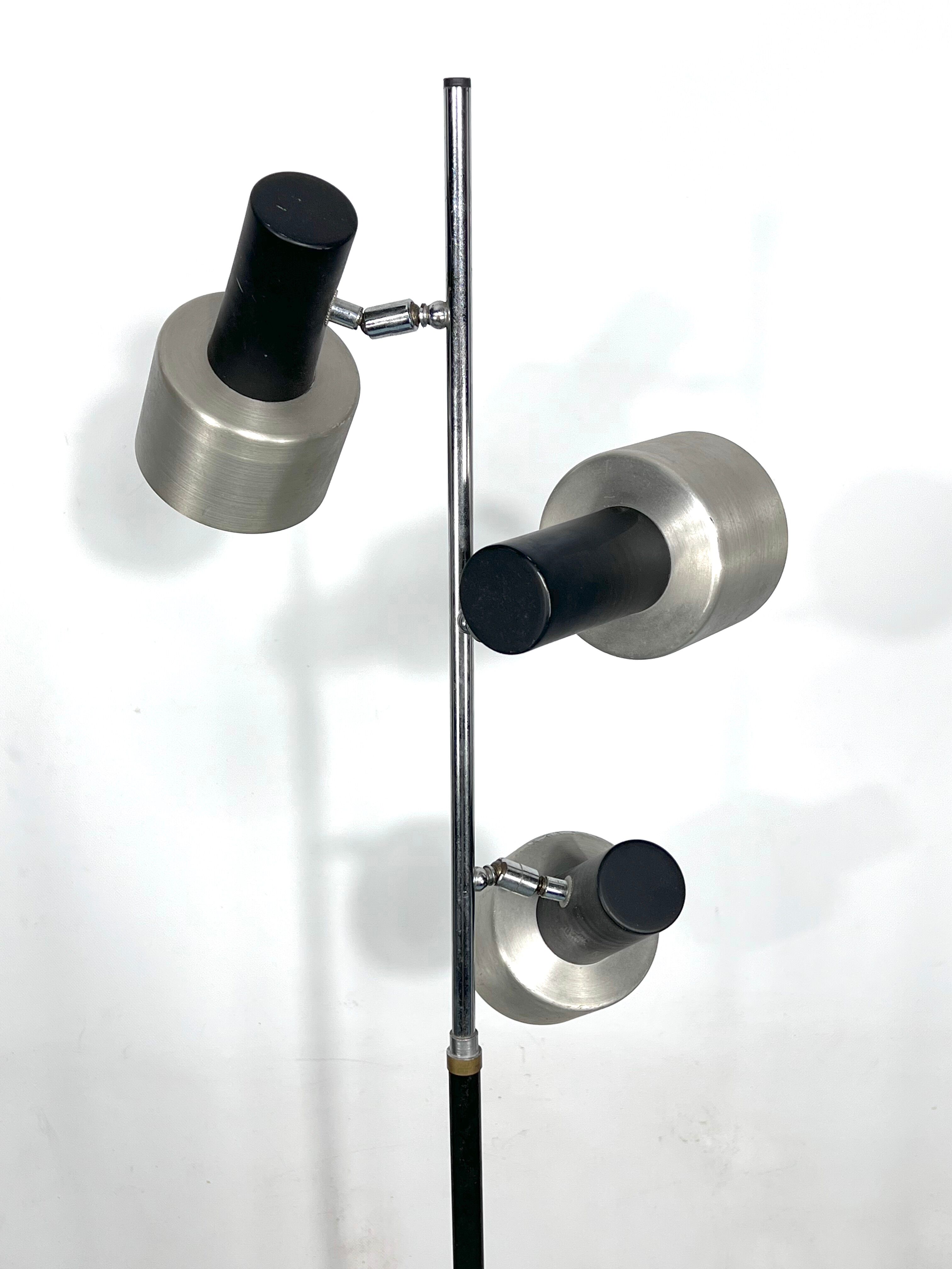 Marble and Metal three arms floor lamp Italy 1960s