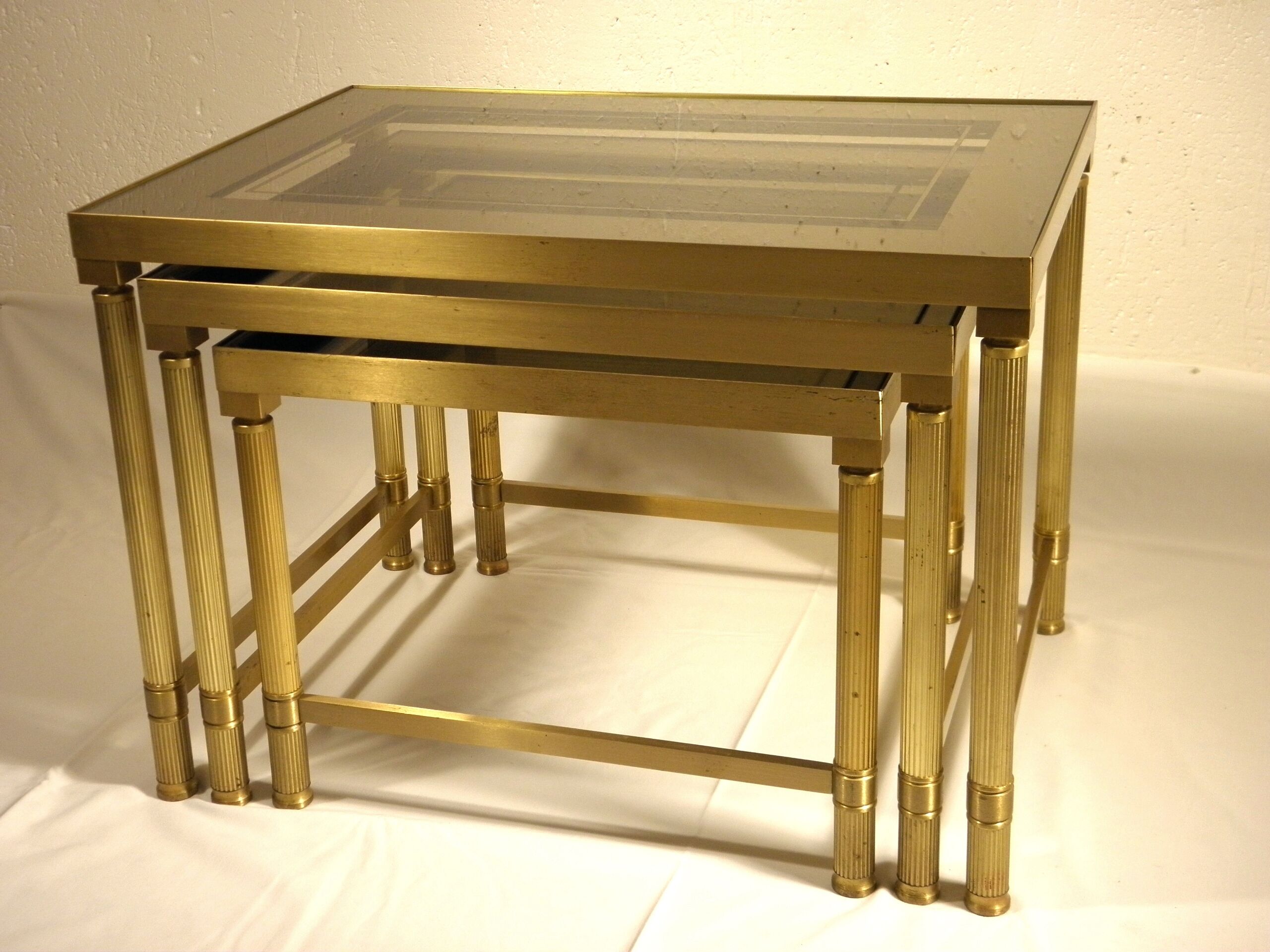 Brass and glass nesting tables