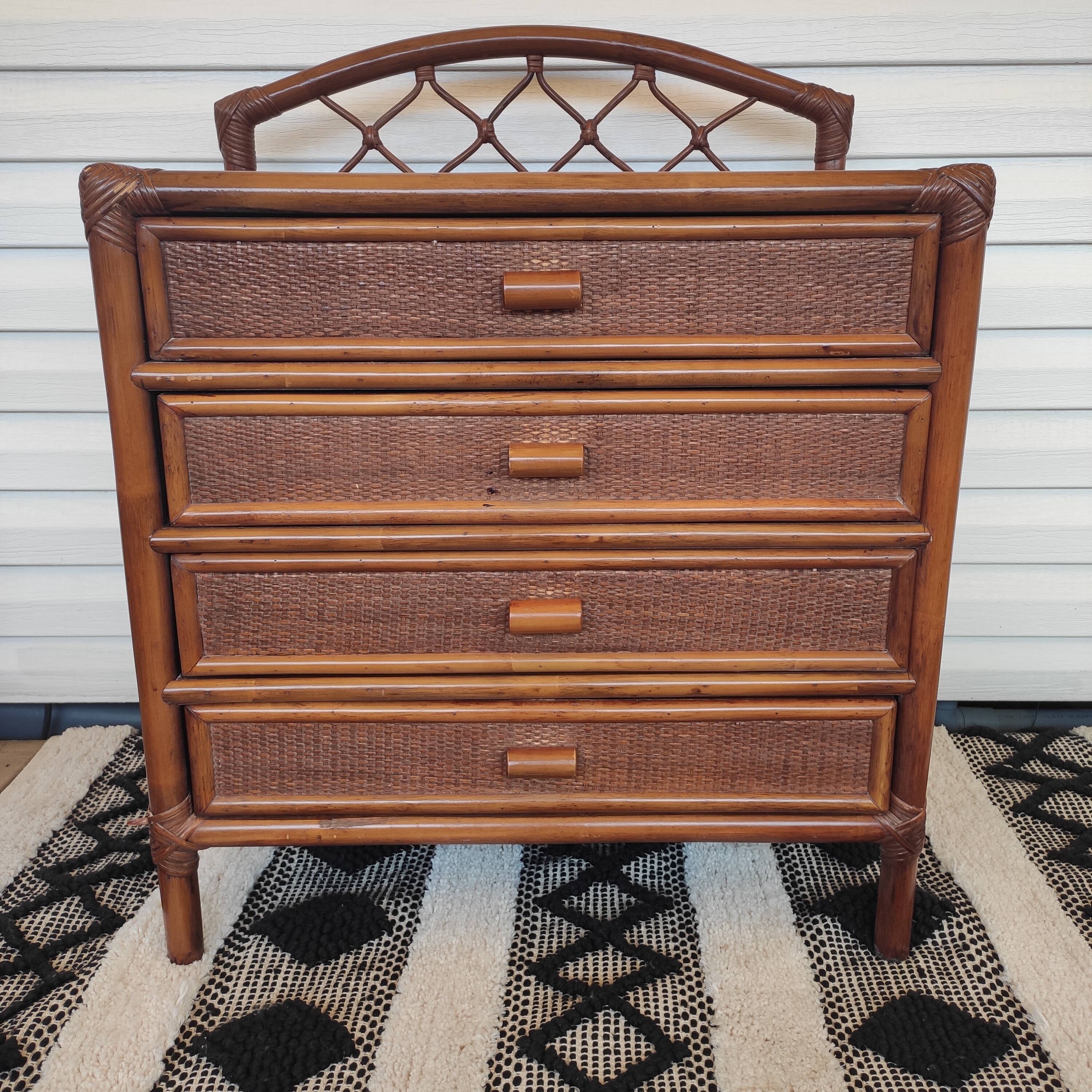 Vintage rattan chest of drawers