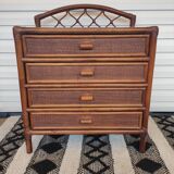 Vintage rattan chest of drawers