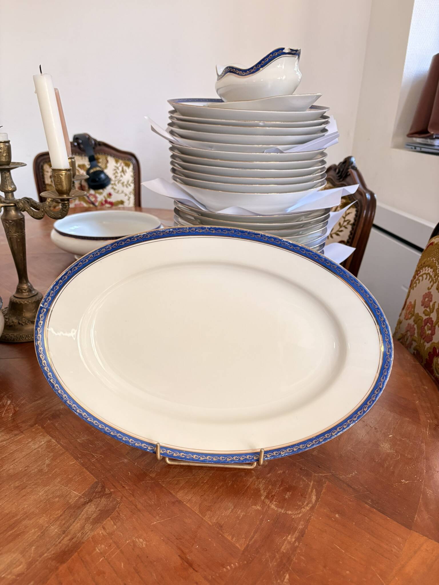 Old Oval Plate 34x23cm Limoges Porcelain Betoule & Legrand