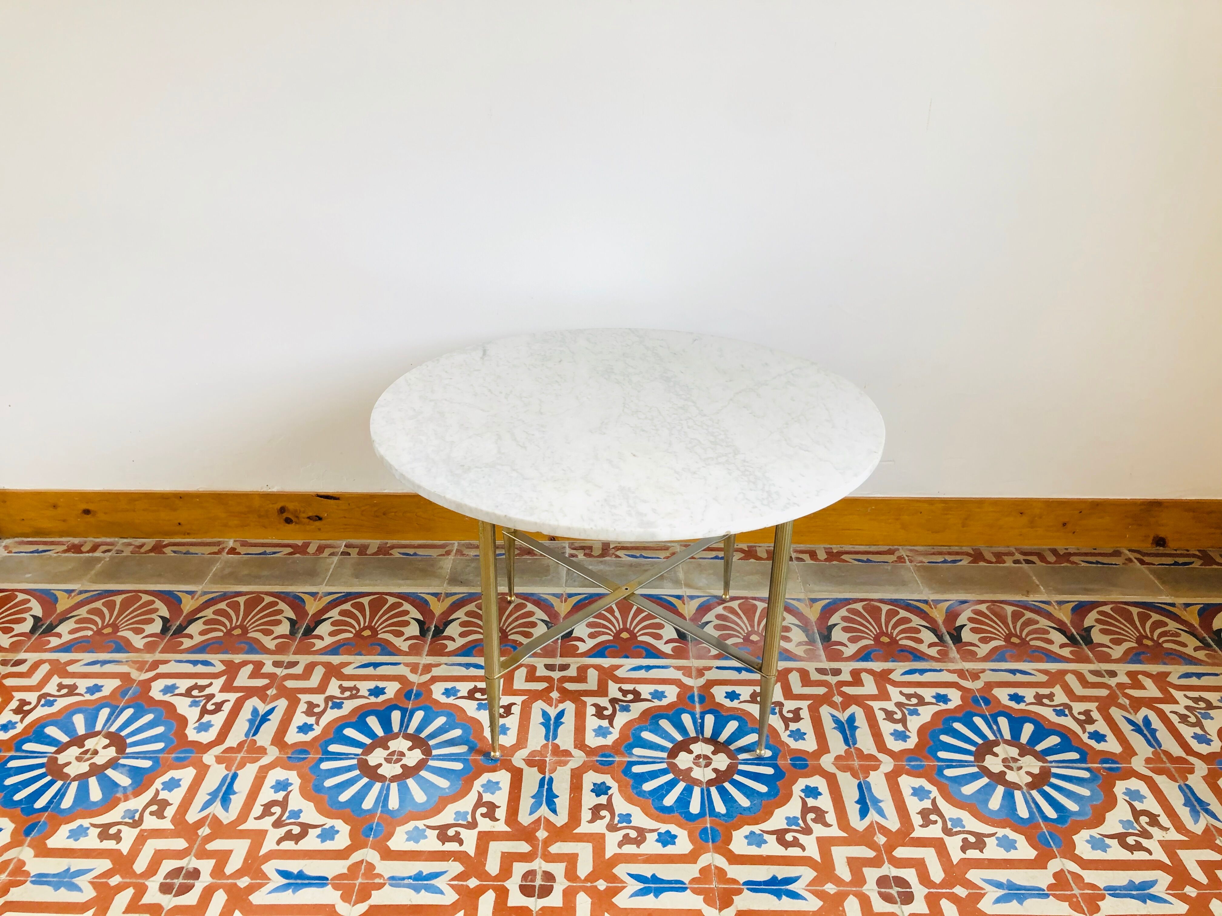 Brass and marble round coffee table