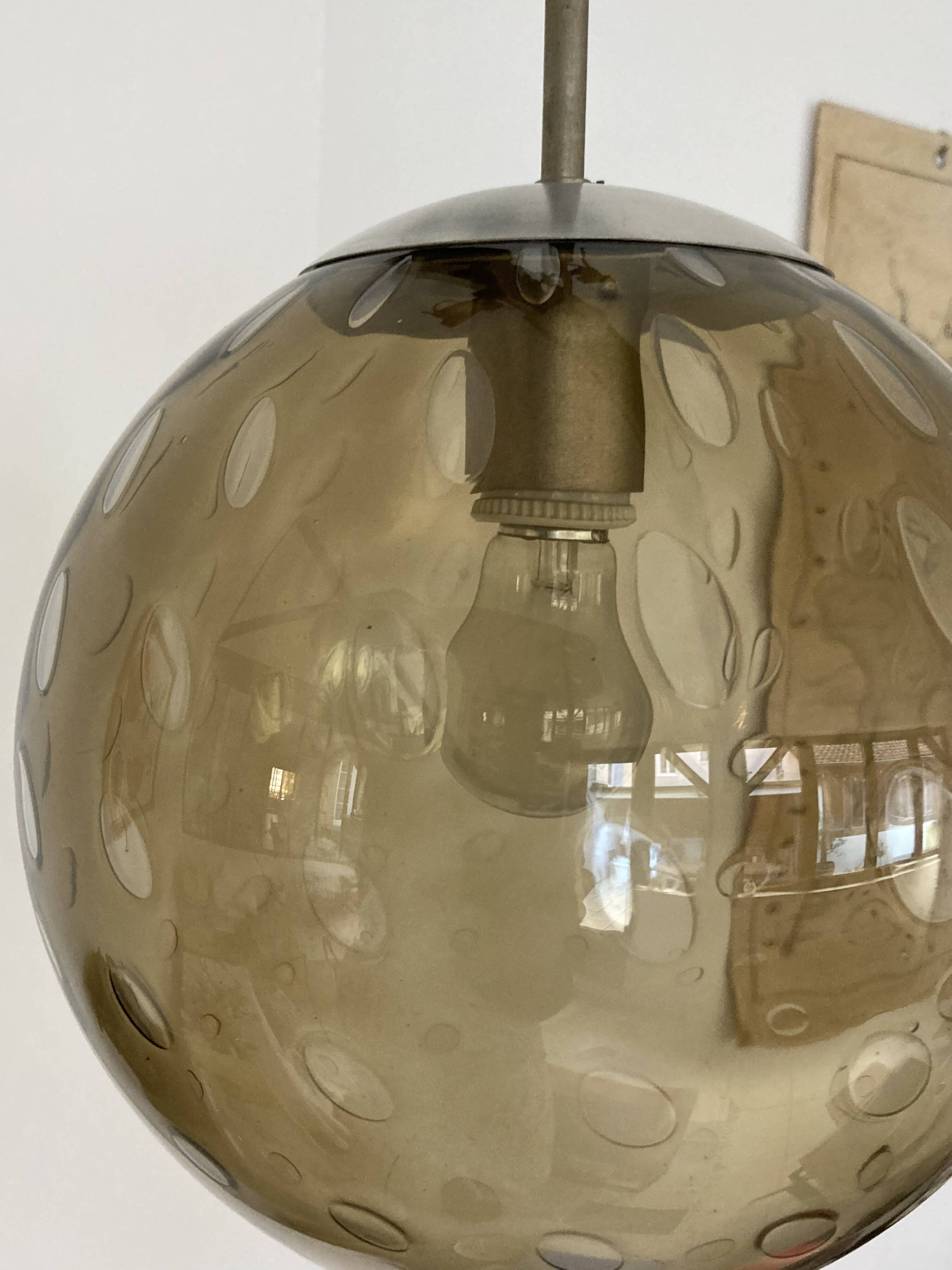 RAAK 1960s amber bubble glass globe pendant light