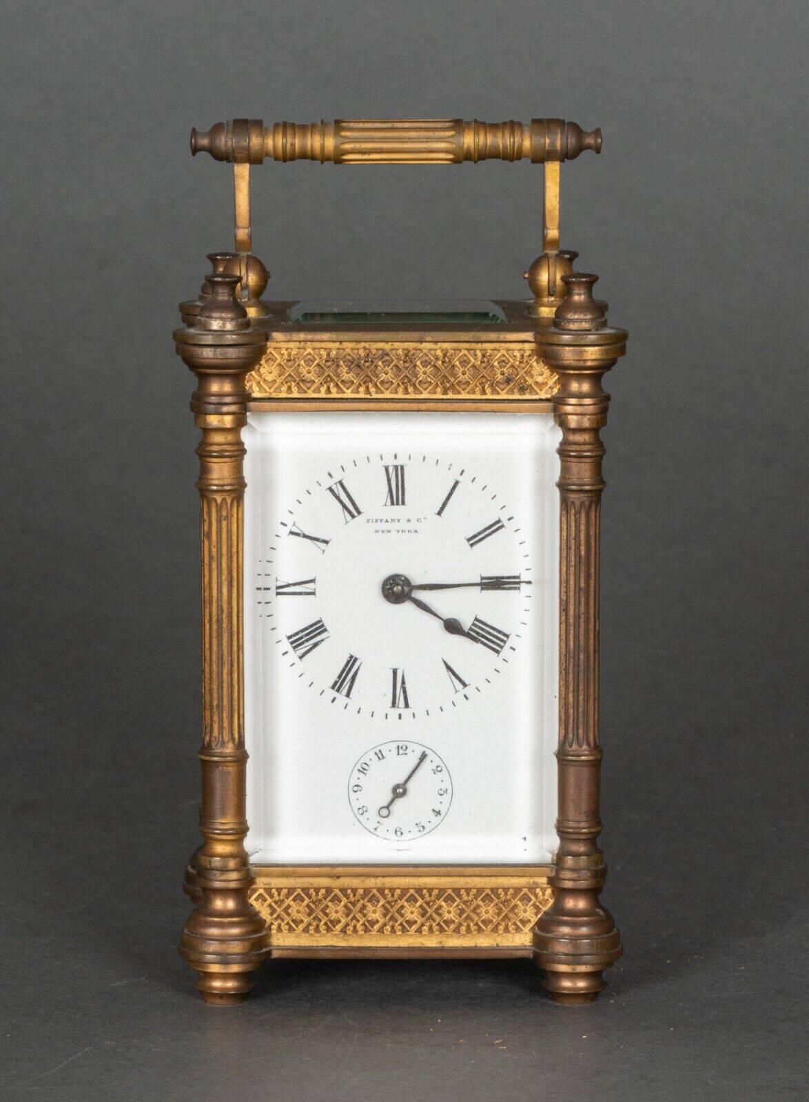 Clock Tiffany & Co New York officer's clock skeleton columns