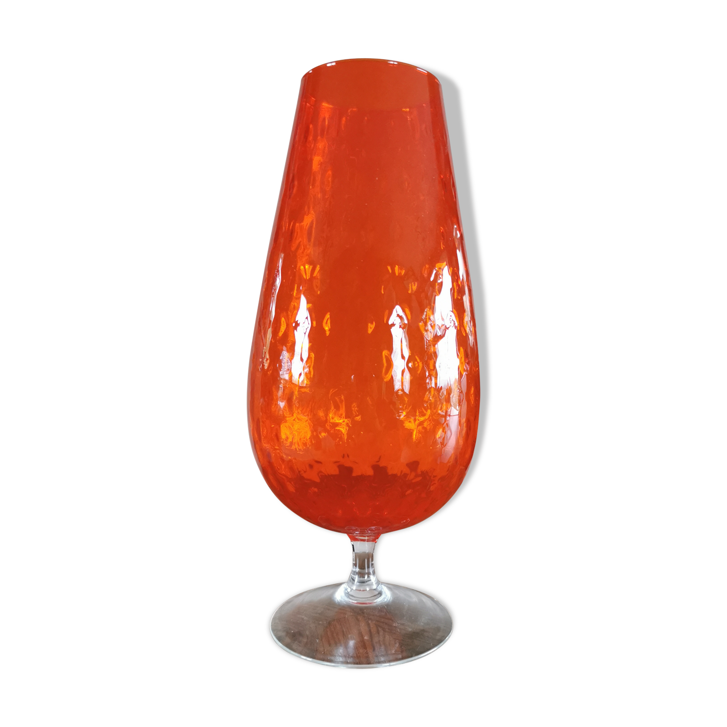 Vintage orange glass top vase
