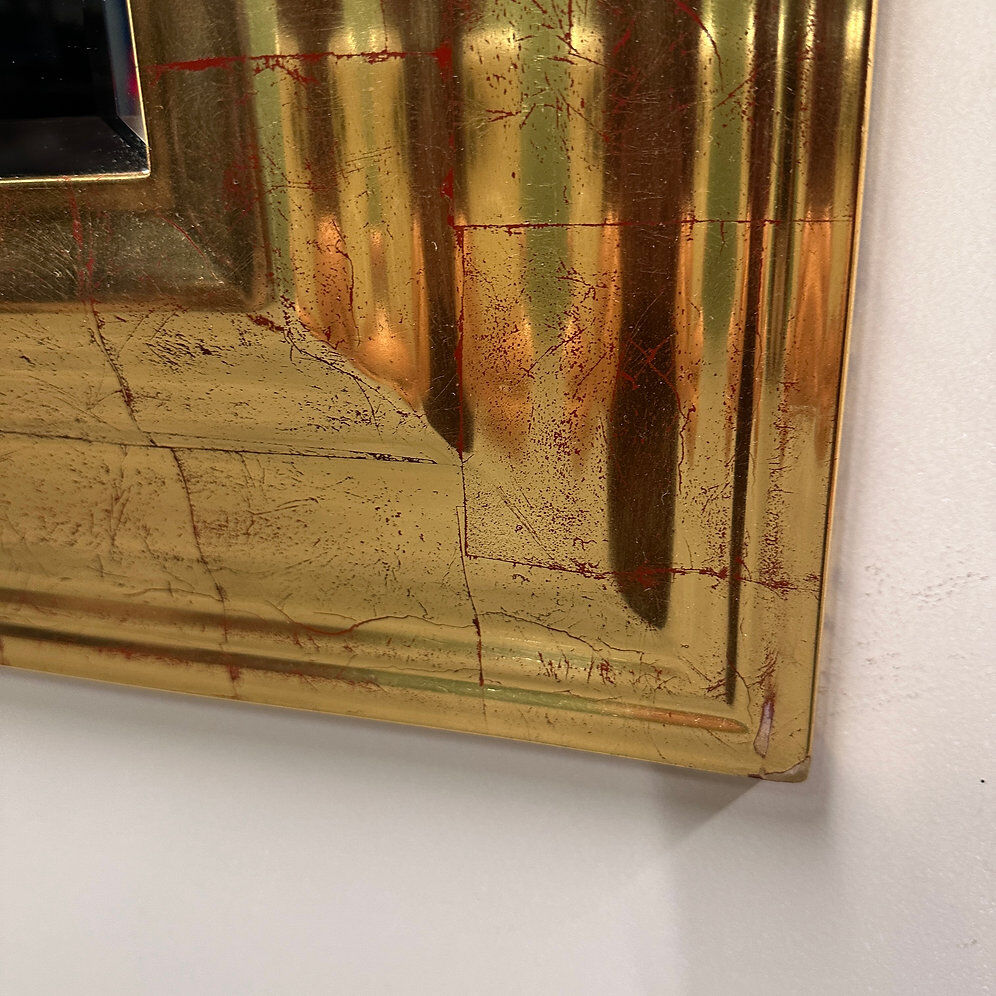 Very large Deknudt mirror with faux gold leaf frame, 1980s. Belgium