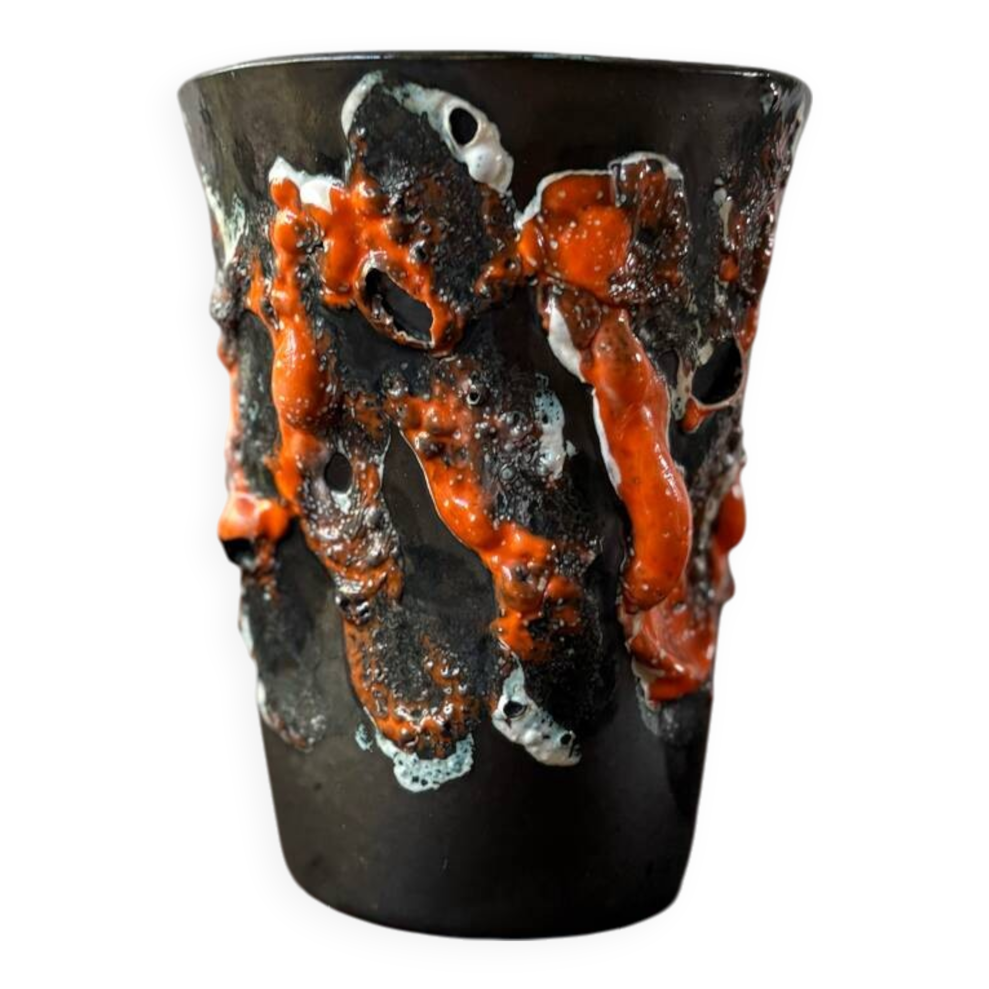 Vintage 1960s-70s ocean rock-style fat lava vase