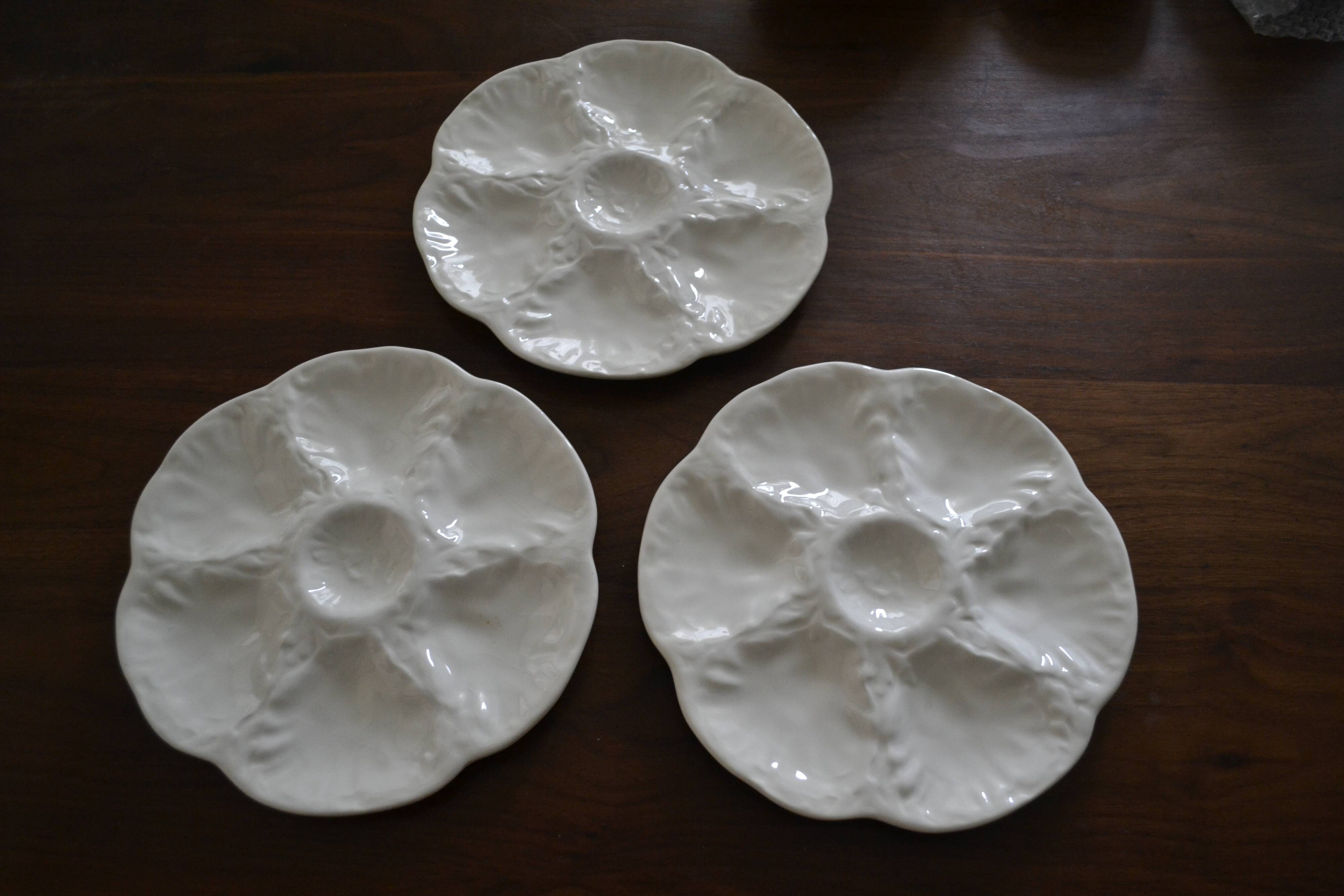 Set of 3 Gien oyster plates