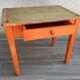 Wooden wooden desk orange base