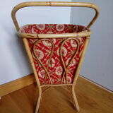 Square-shaped 1960s wicker knitting cart worker