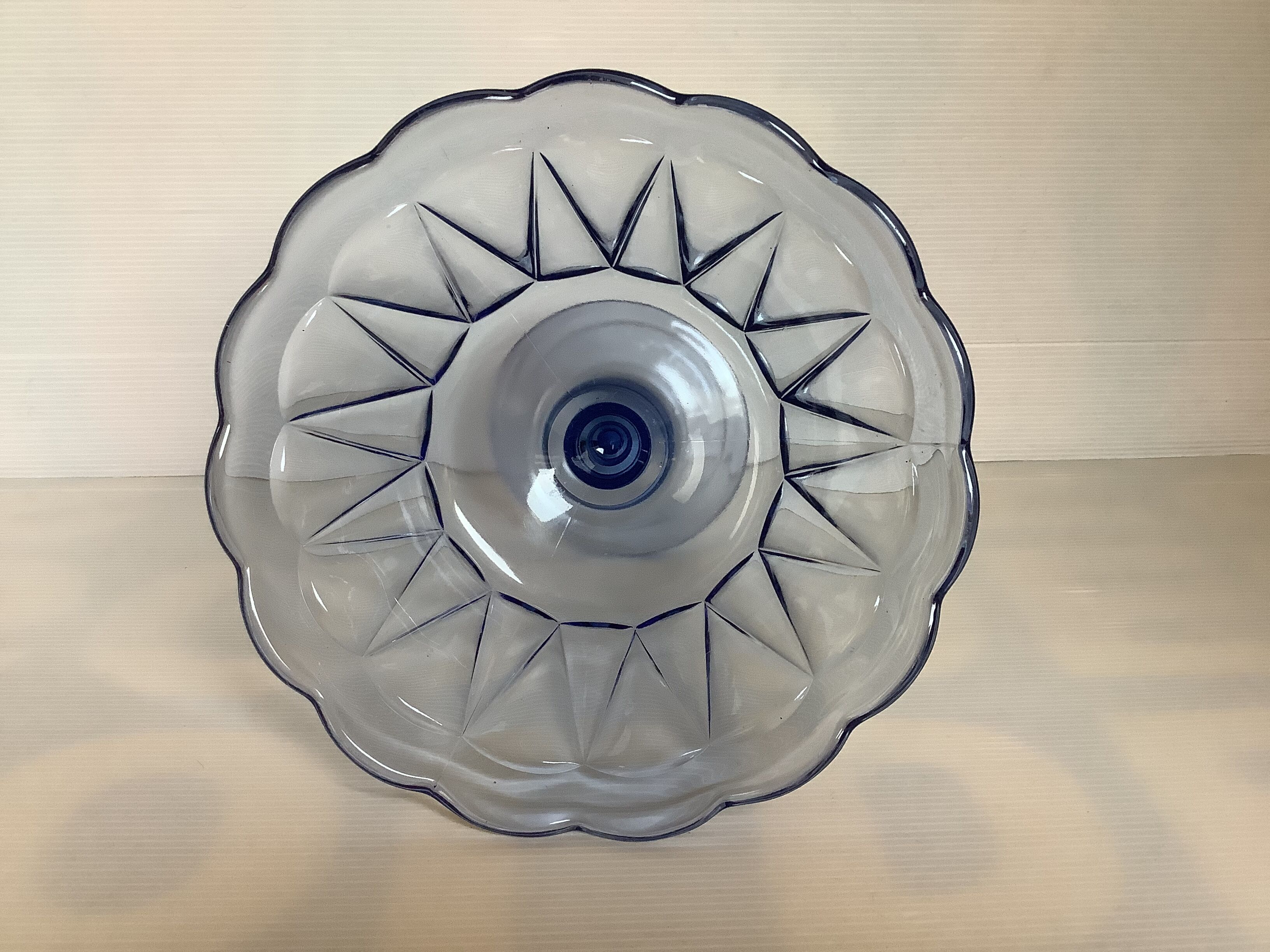 Antique blue molded glass footed cup