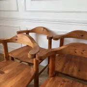 4 pine armchairs from the 1970s