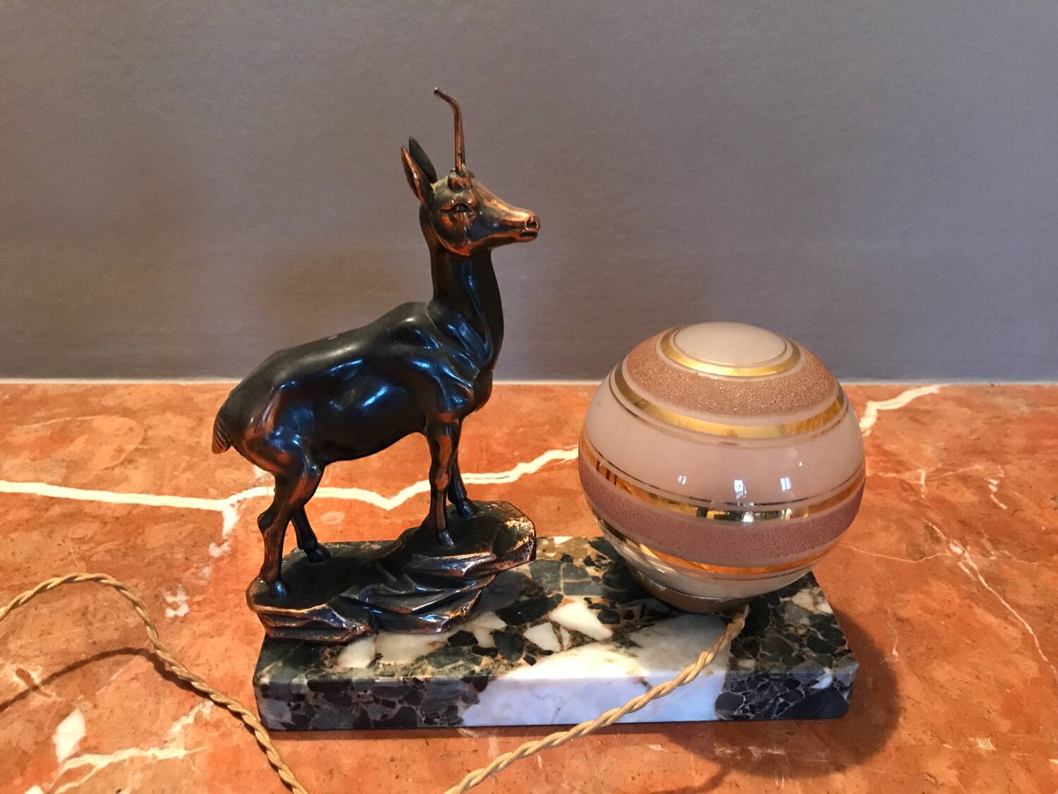 Very pretty art deco chamois table lamp