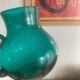 Large vintage emerald green blown glass pitcher/carafe, work