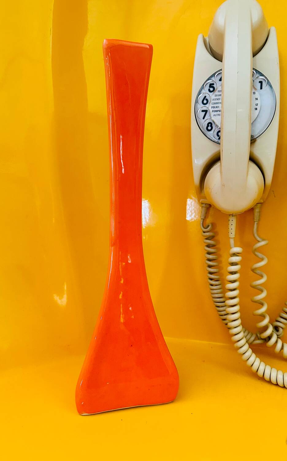 Vintage 70s orange pop vase