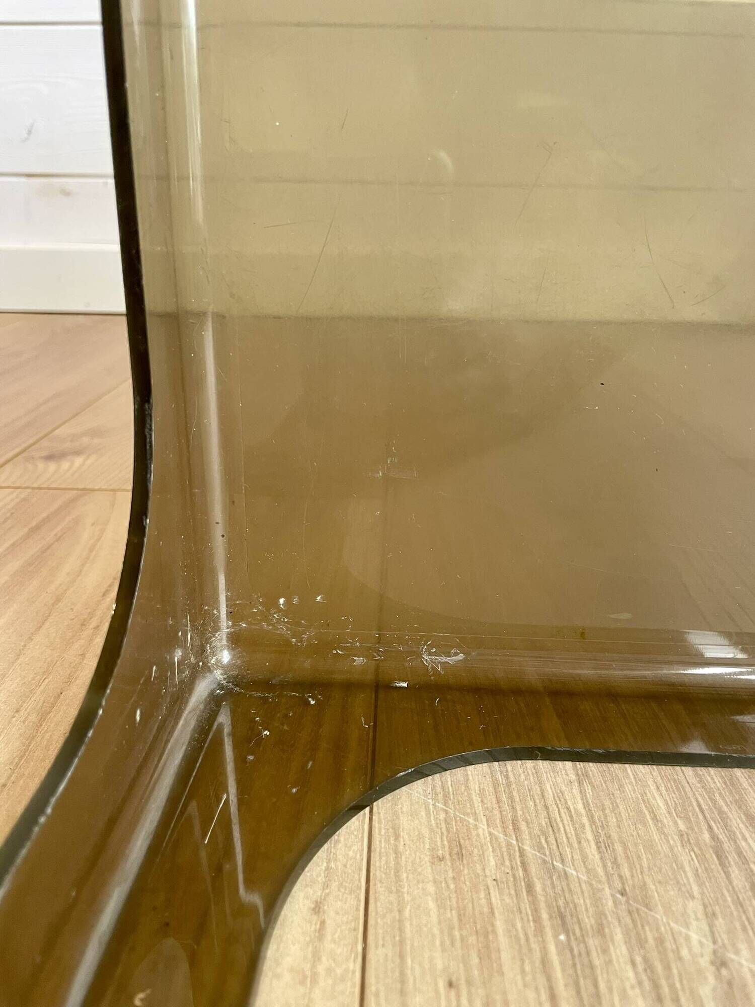 3 vintage smoked plexiglass coffee tables / side tables – Space Age