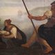 Antique Italian painting Moses saved from the waters from the 18th century