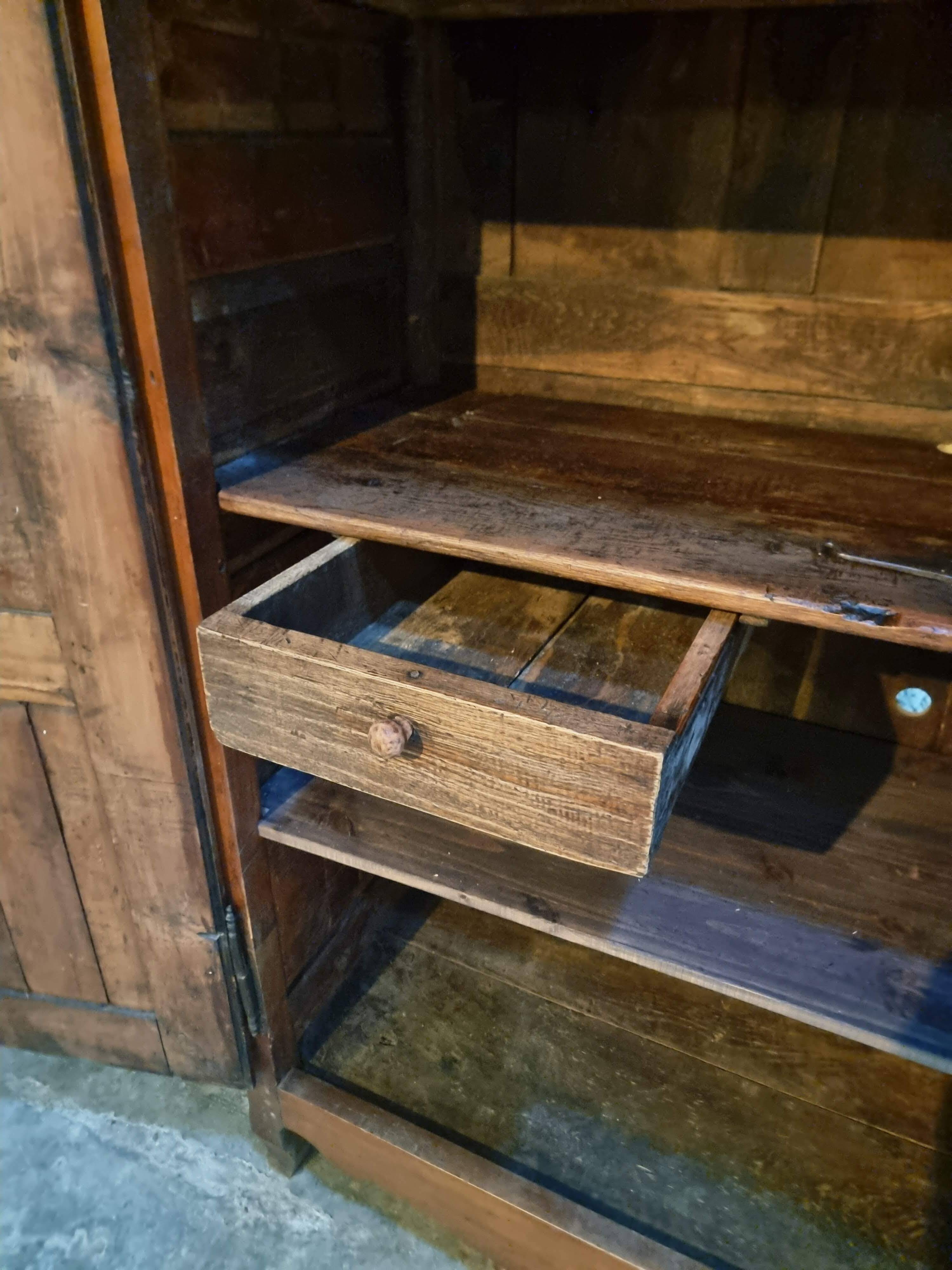 18th-century French antique cherry wood wardrobe – Rustic sideboard