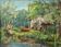 HSP 1917 painting signed Romezin "Cabin by the water" + frame