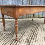 Antique cherry farmhouse table with 2 drawers and 1 pull-out