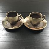 Set of 2 flamed brown stoneware cups