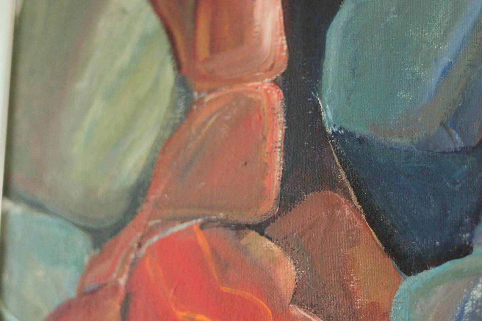 Original Swedish abstract oil painting on canvas "Abstract Rocks"