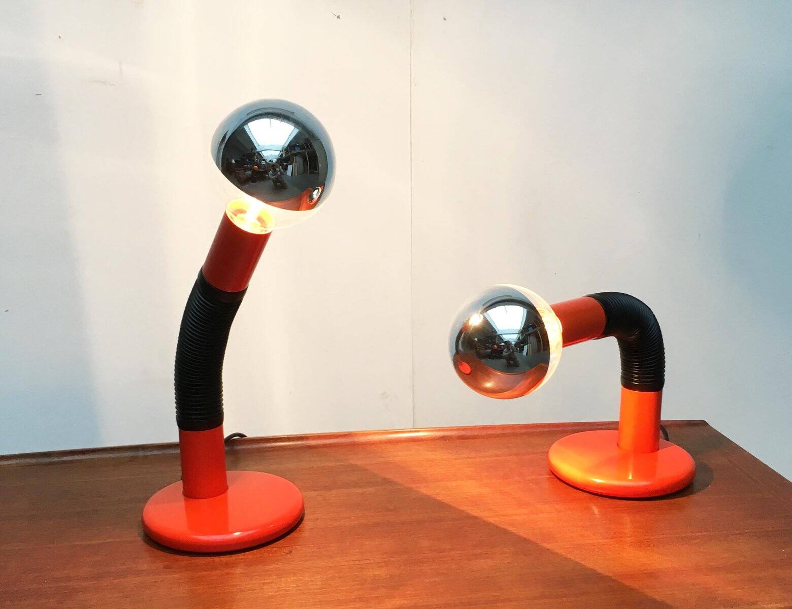 Vintage Italian table lamps Space Age by Bellini for Targetti, 1970s.