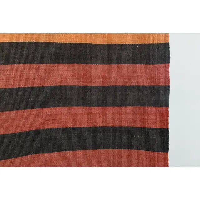 1970s Vintage Turkish Handmade Wool Cotton Red Orange Kilim Rug 93x323