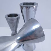 three "diabolo" aluminium design candle holders 90