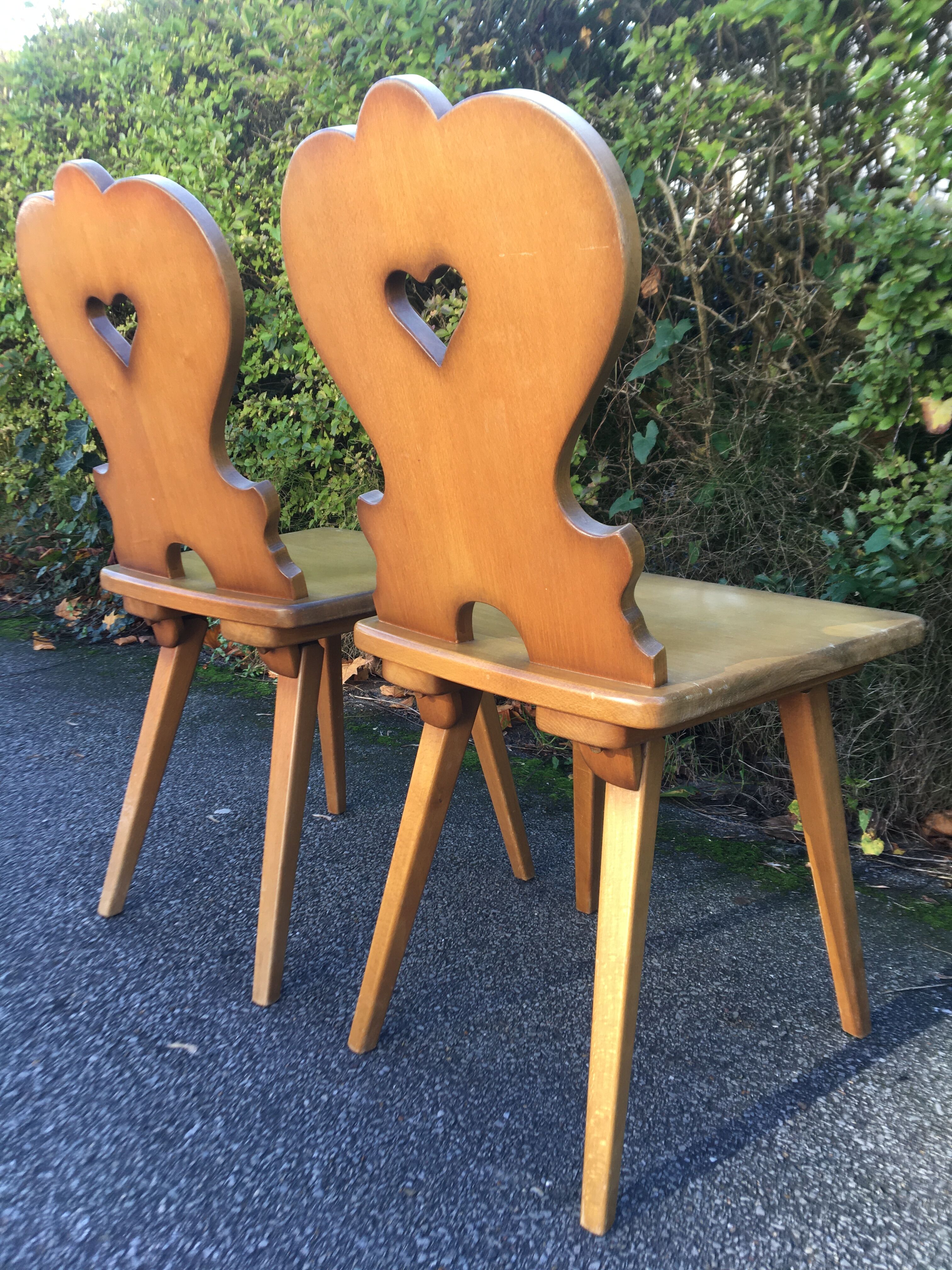 Pair of 70's light wood mountain chairs