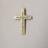 Jeanne Leveque ceramic crucifix, religious cross, wall decoration