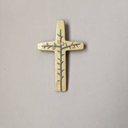 Jeanne Leveque ceramic crucifix, religious cross, wall decoration