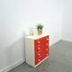 Vintage ladekast met rood roze kunststof lades 1970