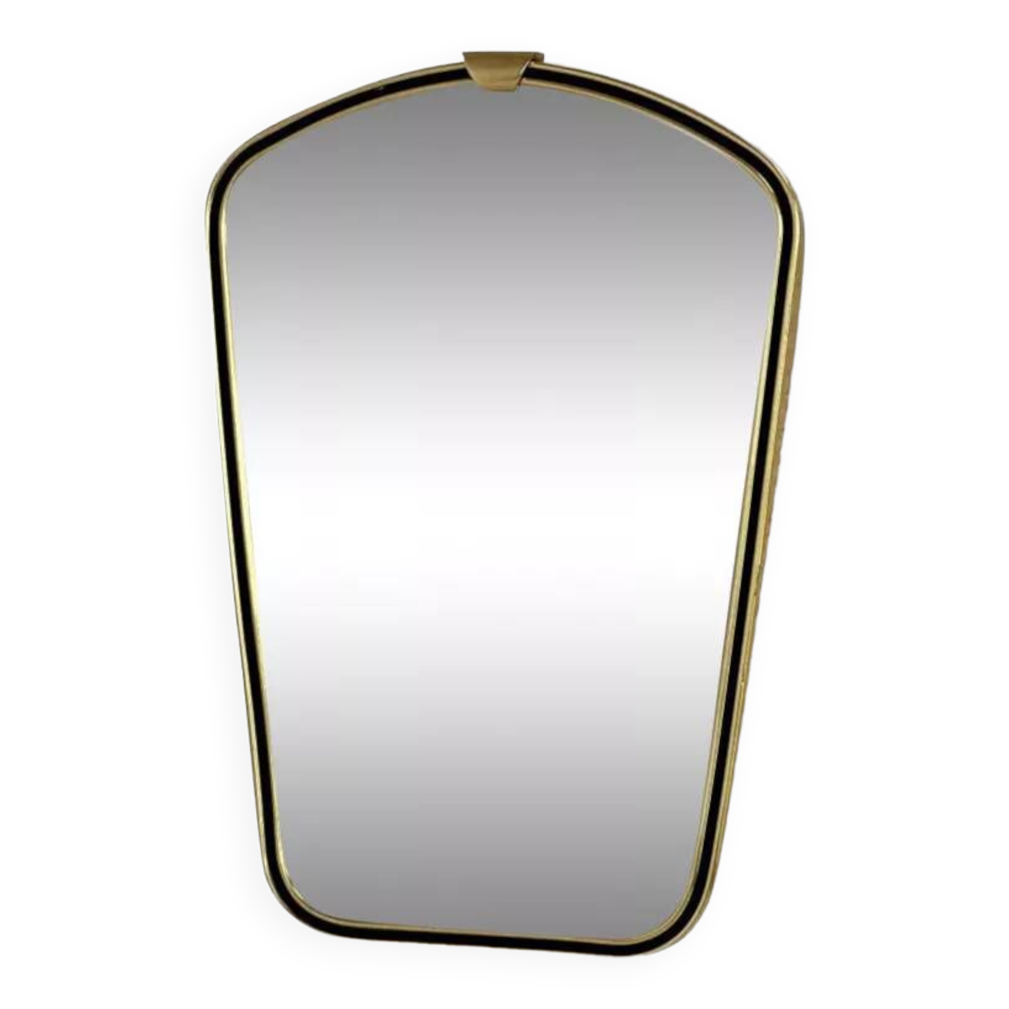 Rear view mirror and free form from the 60s brass frame highlighted with black