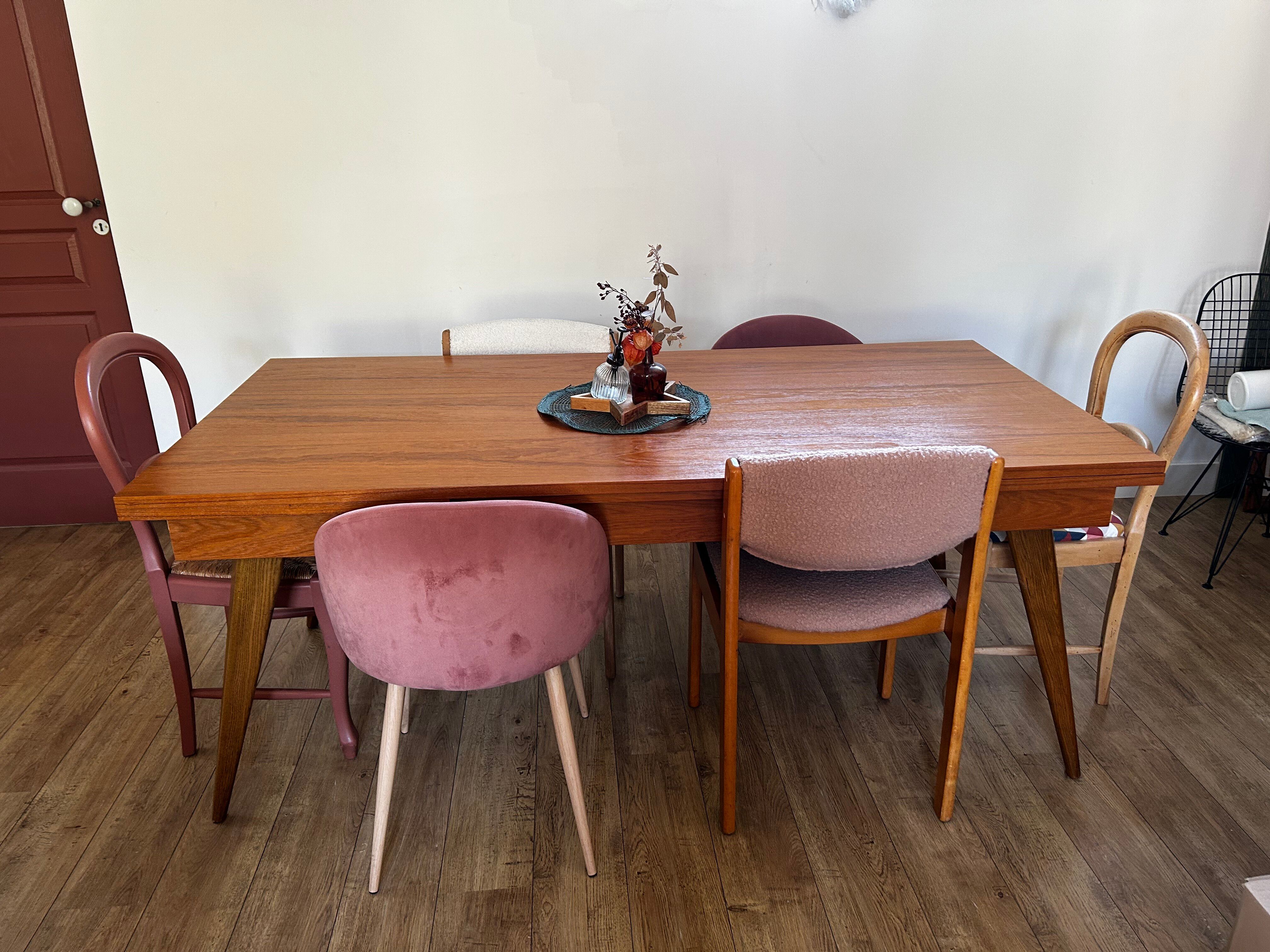 Vintage table with tapered legs.