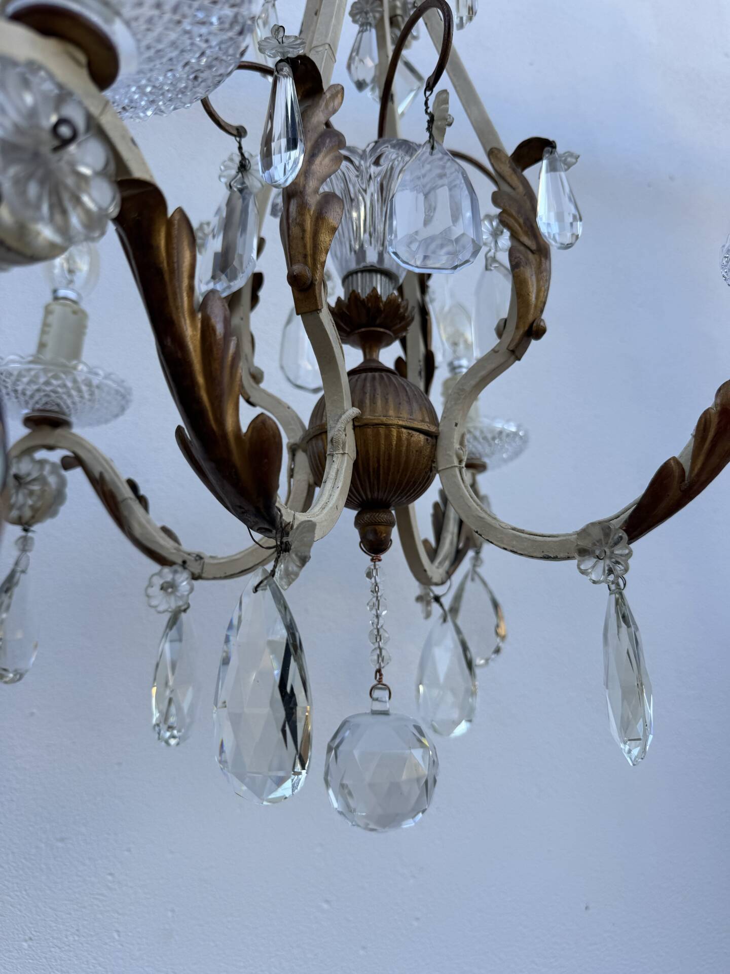 Crystal pendant chandelier wrought iron 1900