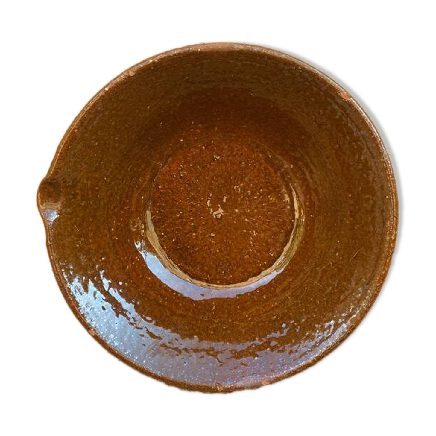 Large brown glazed salad bowl