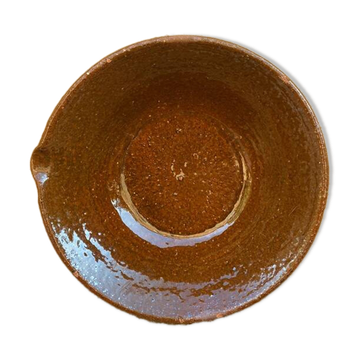 Large brown glazed salad bowl