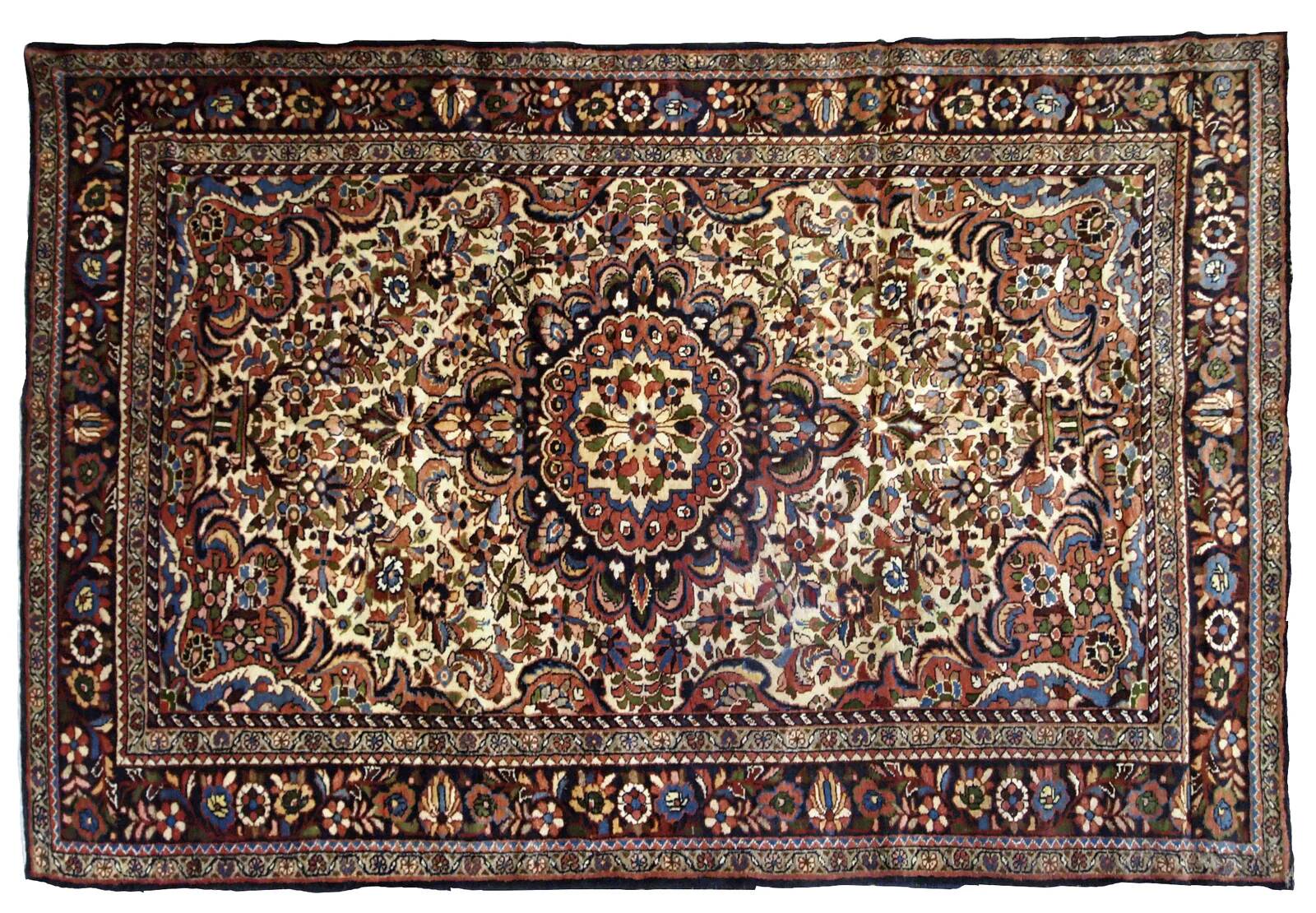 Handmade antique Persian Sarouk rug 3.1' x 5.2' (94cm x 158cm) 1900s