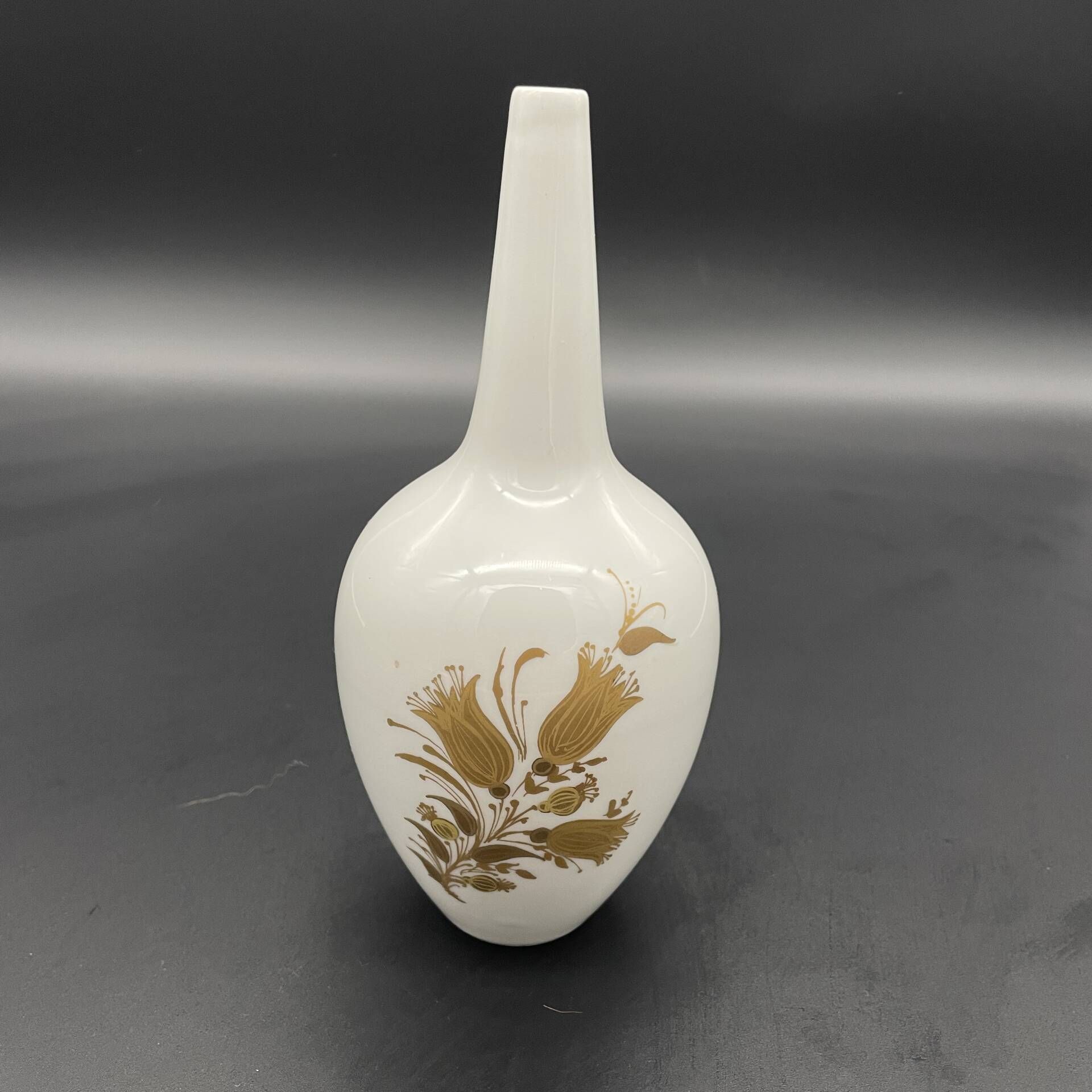 Vintage Rosenthal studio-line vase in white porcelain with flora decoration.