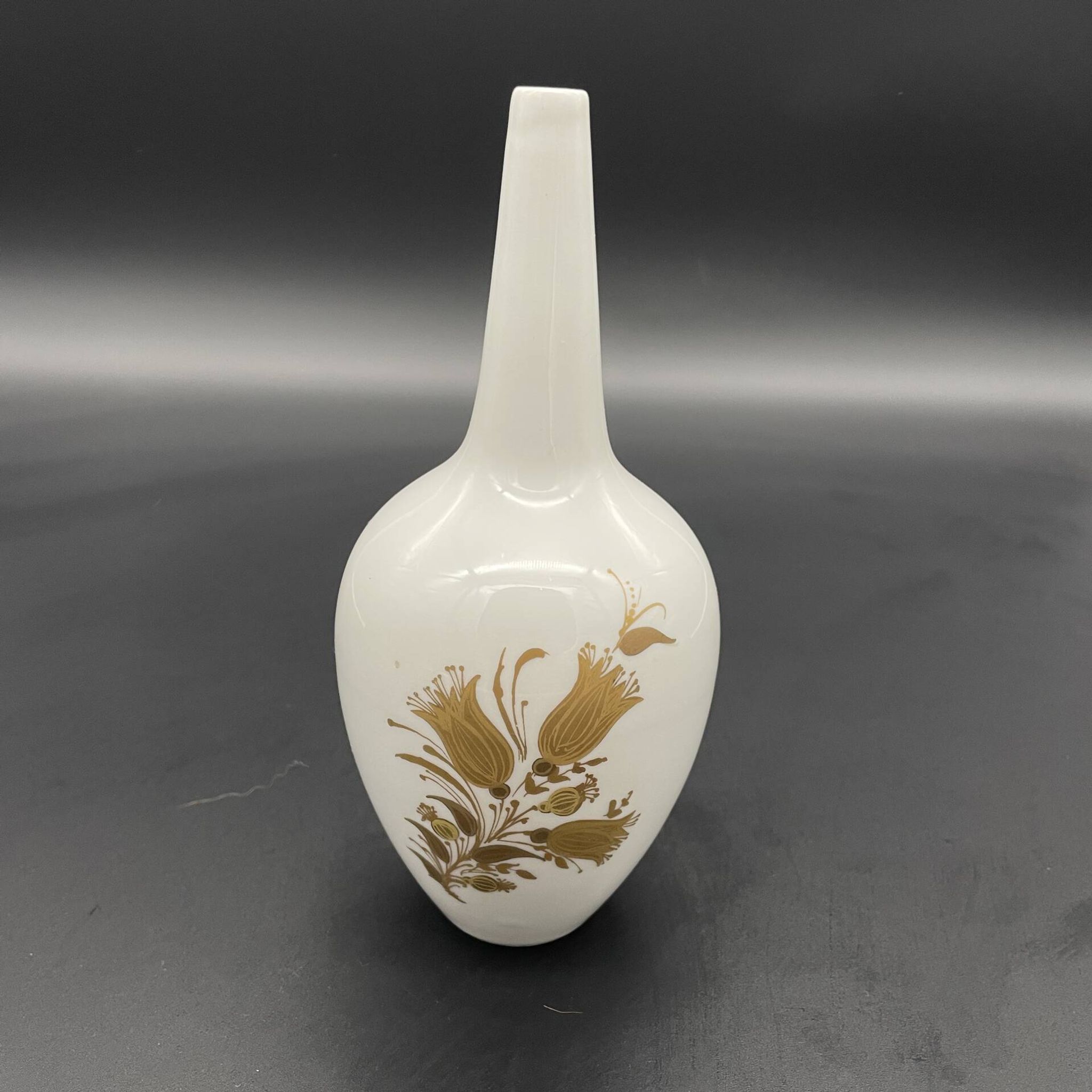 Vintage Rosenthal studio-line vase in white porcelain with flora decoration.