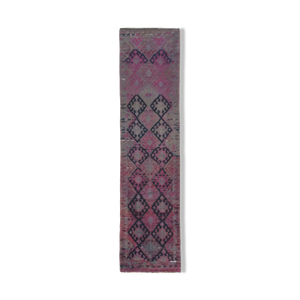 Tapis vintage anatolian purple runner tissé à la main 78 cm x 311 cm