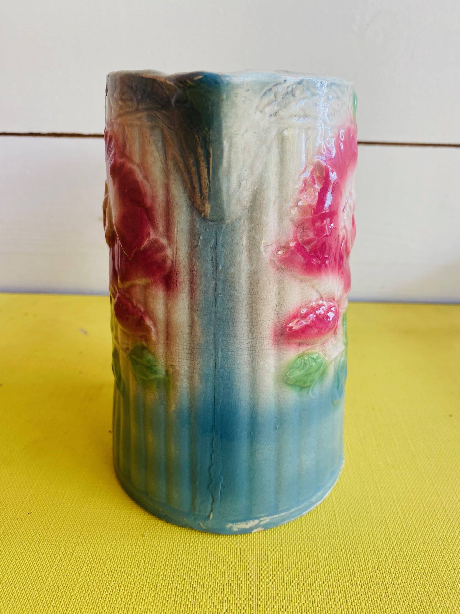 Old slip pitcher Made in France Sweet pea