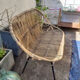 Vintage rattan bench