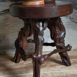 Tripod stool Art-popular vines, solid wood top