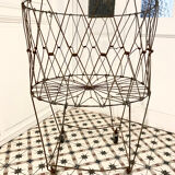 Old vintage foldable laundry basket