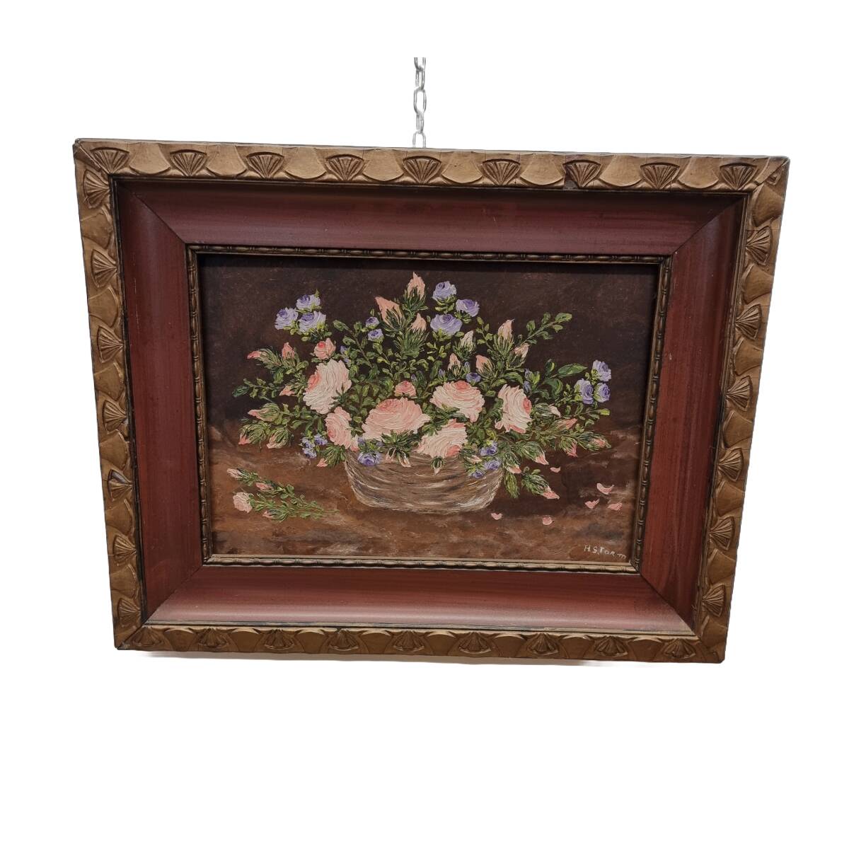 Vintage Oil Painting Flowers H. Storm, 1970s